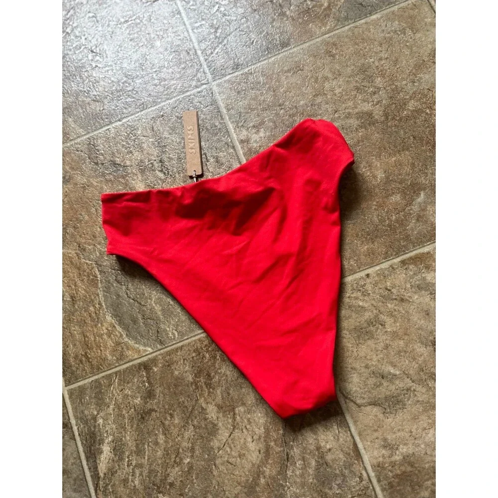 Skims Signature Swim Mid Waist Bottom Ruby Size Small